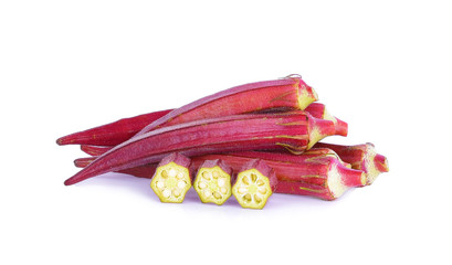 Red okra isolated on white background