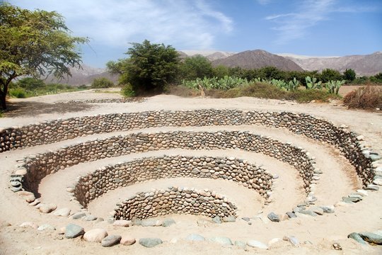 Cantalloc Aqueduct in Nazca, spiral or circle aqueducts