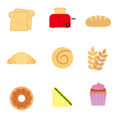 Set of bread and bakery vector illustration with simple design