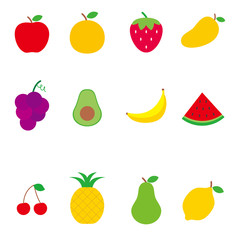 Set of fruits vector illustration with simple flat design