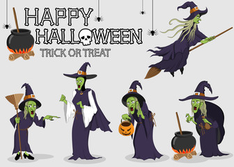 collection set of halloween monster costume Witch