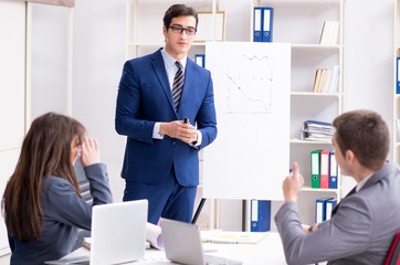 The business meeting with employees in the office