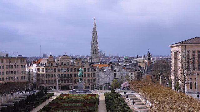 Brussels city centre from the Mont des Arts. Royalty free Full HD stock footage for your projects related to Belgian and European life, travel, culture, politics, economics, history.