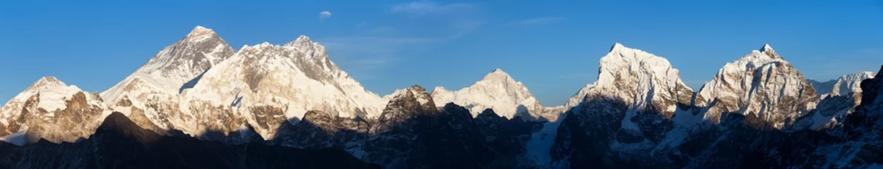 Fototapete Makalu Mount Everest Lhotse and Makalu evening sunset view
