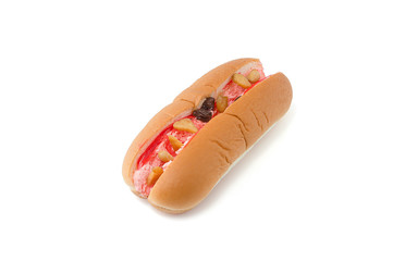 Sandwich strawberry bread isolated on white background with clipping path.