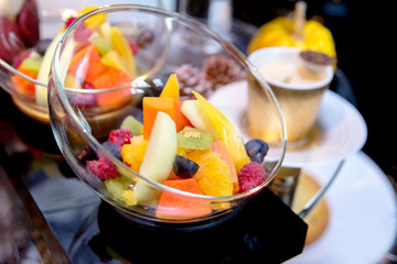 Sliced of various tropical fruit