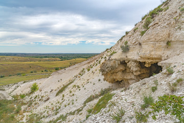 Reef cave in the natural park Donskoy, Volgograd region. Russia