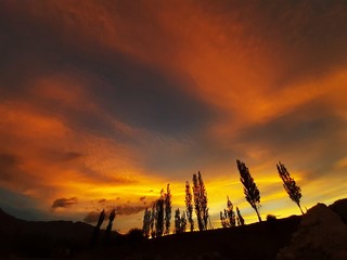 Sunset Sky at Phey Village, Ladakh, India.