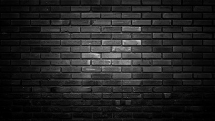 Fototapeta na wymiar black brick wall of dark stone texture, gloomy background