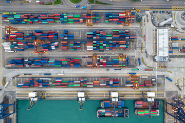 Kwai Tsing Container Terminals from drone view
