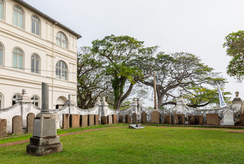 Fototapeta na wymiar Cemetery in the Dutch Reformed Church in Galle Fort, Galle, Sri Lanka. UNESCO World Heritage Site.