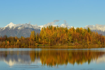 Fall colors at Reflections Lake, Alaska