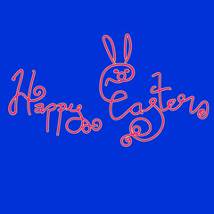 bunny, rabbit, happy, letter, hand, writing, simple, curved, friendly, design, minimal, tasteful, smooth, clean, chick, christian, holiday, easter, celebration, tradition, traditional, funny, decorati - 292615790