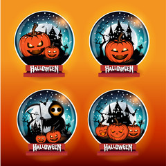Fototapeta na wymiar Halloween pumpkins, Background Halloween, Vector illustration
