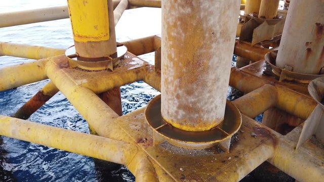 Old Casing Conductors and Slots at the Offshore Platform - Oil and Gas Industry