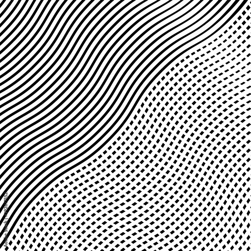 Aufkleber abstract monochrome, black and white moire, interlace, jumbled cluttered lines grid, mesh background