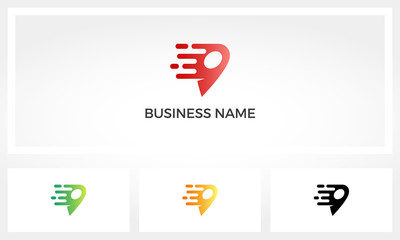Pin Location Moving Fast Logo Design