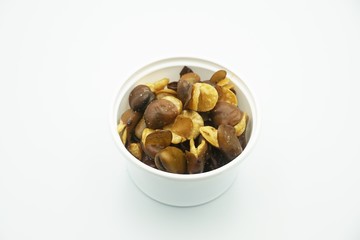 dry Broad bean on white background