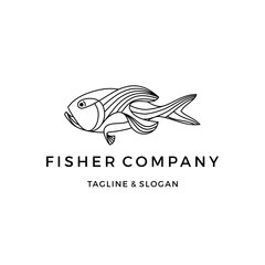 Fish Line Art Logo Design Inspiration custom logo design vector