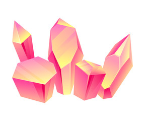 Pink crystals. Vector illustration on a white background.