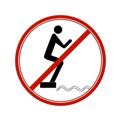 Don't jump into the water. Dangerous dive. Sign danger on beach, in river, sea, aqua. Warning of danger during jump in. Colorful template for poster, etc. Design flat element. Vector illustration