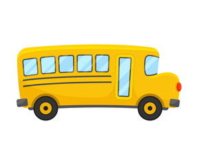 Yellow School Bus of Right Side Projection Vector Illustration