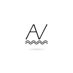 The logo between the letter A and letter V or AV on white