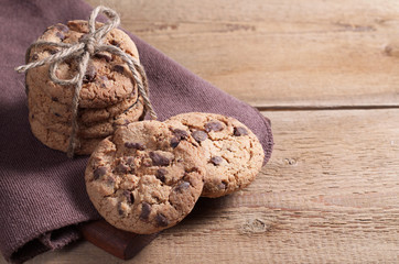 Chocolate chip cookies on table