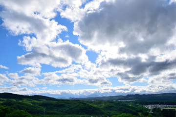 Summer scenery in Sendai. Funagata mountain range.