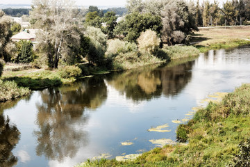 Fototapeta na wymiar River Siverskyi Donets in the Izium area