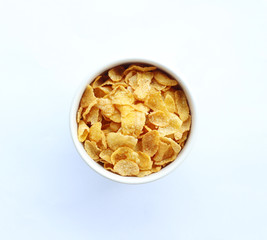Bowls of breakfast cereal from top view