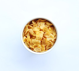 Bowls of breakfast cereal from top view