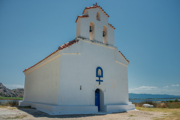 Chapel at Prokopos Lagoon in Kalogria, Greece