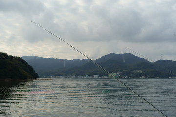 日本の魚釣りの風景