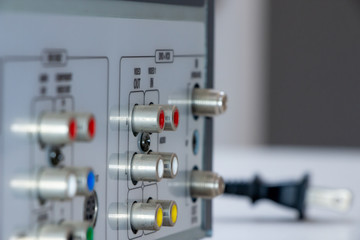 RCA connectors on the back of a VHS player
