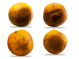 Orange  to rot  many shapes on a white background,with clipping path