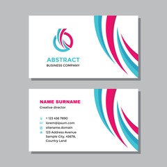 Business visit card template with logo - concept design. Abstract shapes branding. Vector illustration. 