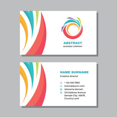 Business visit card template with logo - concept design. Abstract positive shapes branding. Vector illustration. 