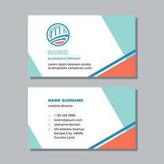 Business visit card template with logo - concept design. Marketing finance exchange branding. Vector illustration. 