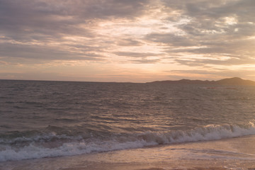 Sunset sea beach. Clouds on the sky