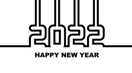 Year 2022 - simple greeting card, invitation, flyer, poster or design element - black outline - vector