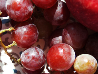 grapes on a plate. autumn.mall. background          