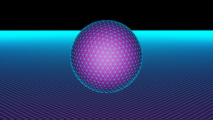 The grid of the sphere. 3D Illustration.