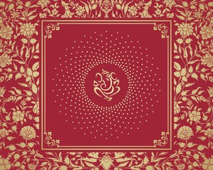 Ganesha, wedding card, royal Rajasthan, India	