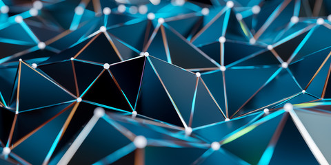 Abstract connection structure with connecting dots and lines - 3d rendering