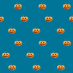 Fototapeta premium Halloween seamless pattern with orange pumpkin