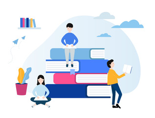 Education concept flat vector illustration with people.