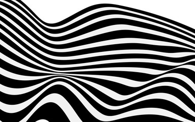 Black and white wave stripe optical abstract design.