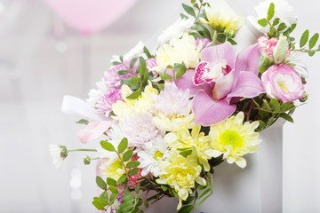Bouquet of flowers - orchids and chrysanthemums