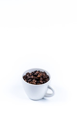 Cup with coffee bean on white